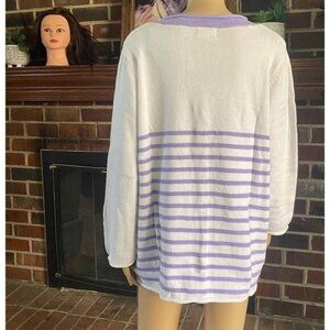 Neon Buddha Women Cotton Sweater 3/4 Sleeve Size L Round Neck Purple Top NEW